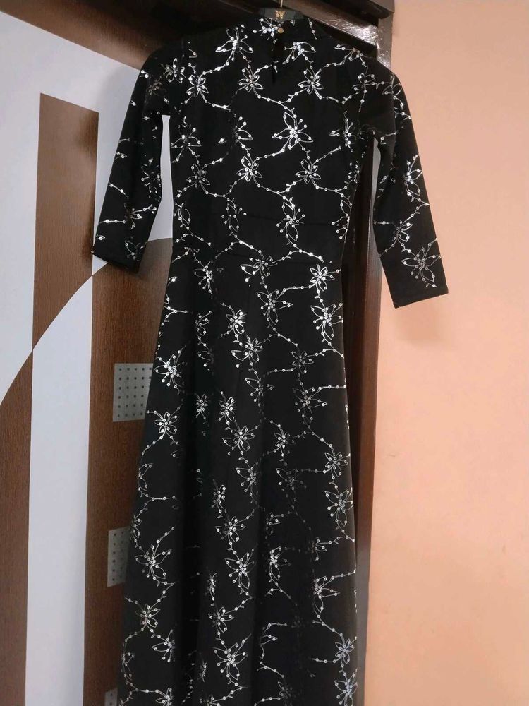 Elegant Black Print Dress