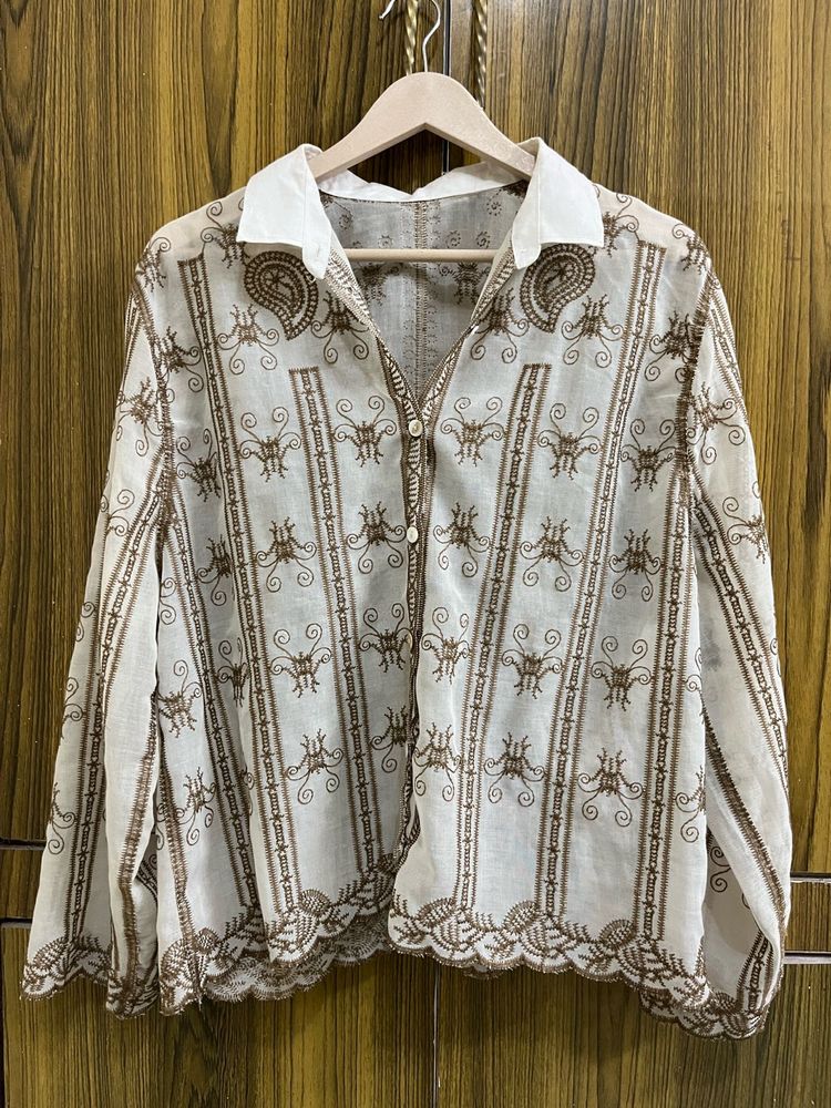 Vintage Style Patterned Blouse
