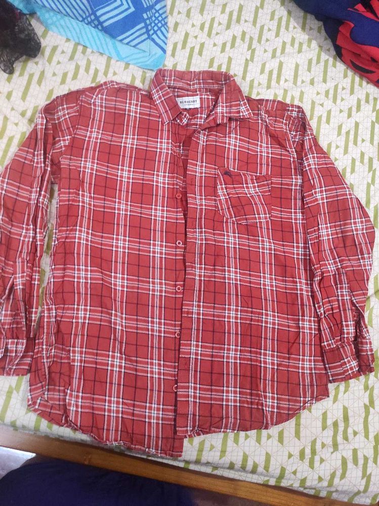 Xl Red Plaid Shirt(Long Sleeve, Regular Fit)