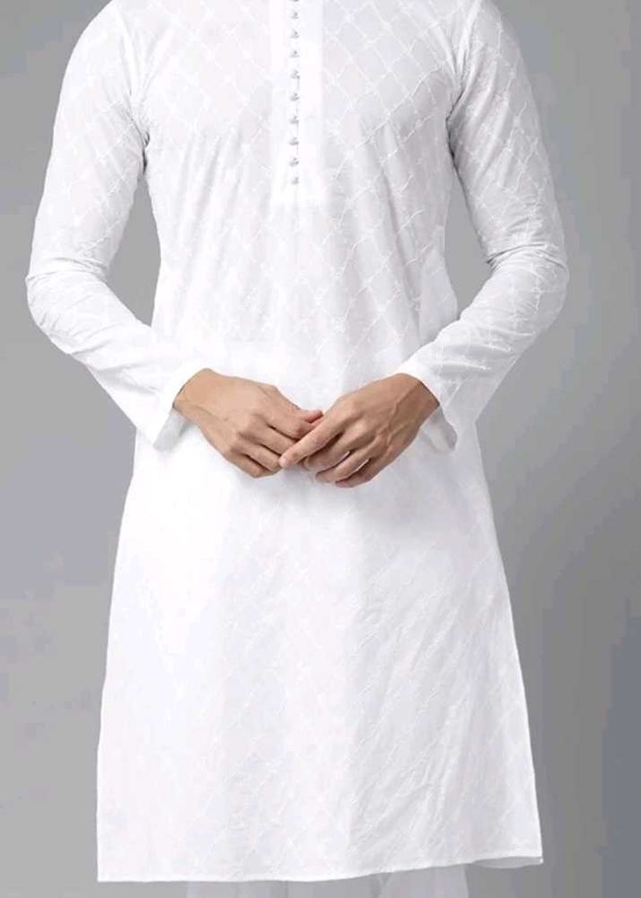 White Kurta And Pyjama