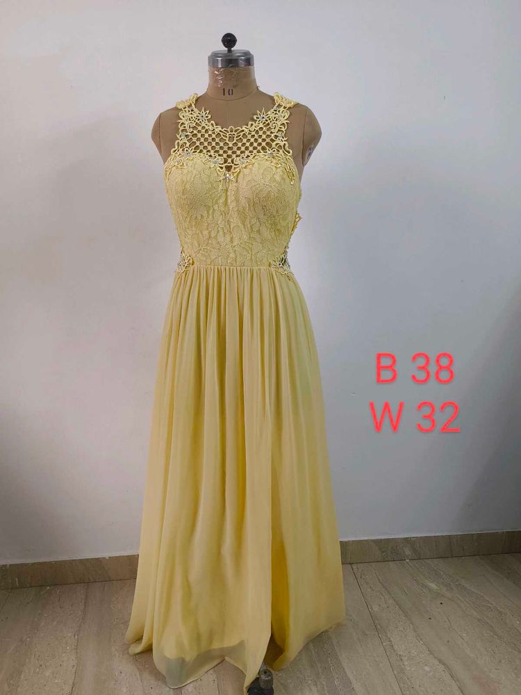 Yellow Lace Chiffon Gown