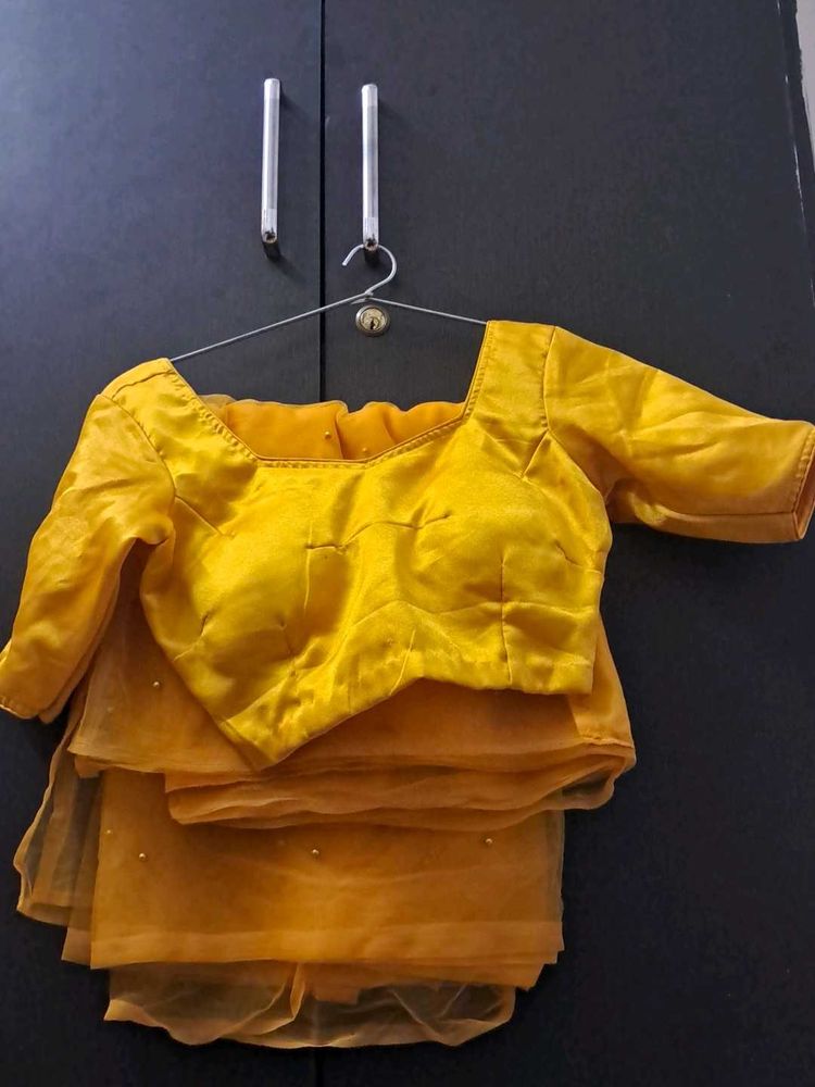 Elegant Yellow Saree &amp; Blouse Set