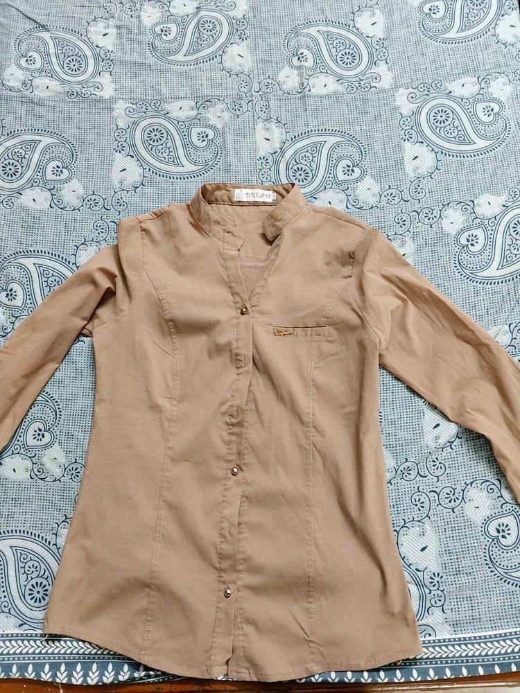 Tan Button-Down Shirt