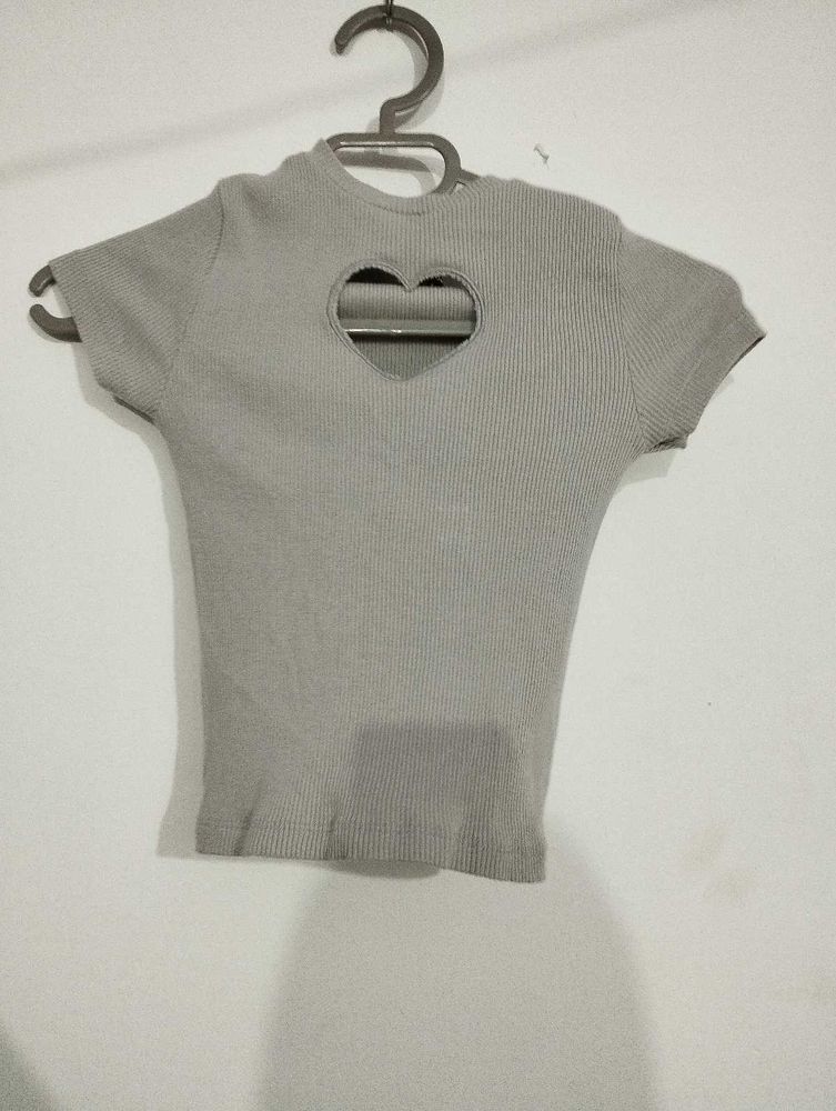Cute Heart Cutout Top .