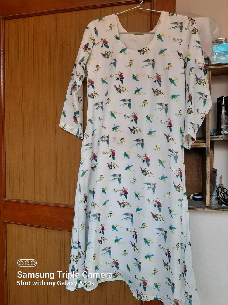 Bird Print Casual Dress