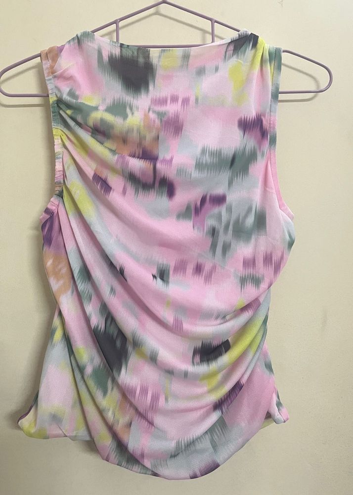 Abstract Print Ruched Tank Top