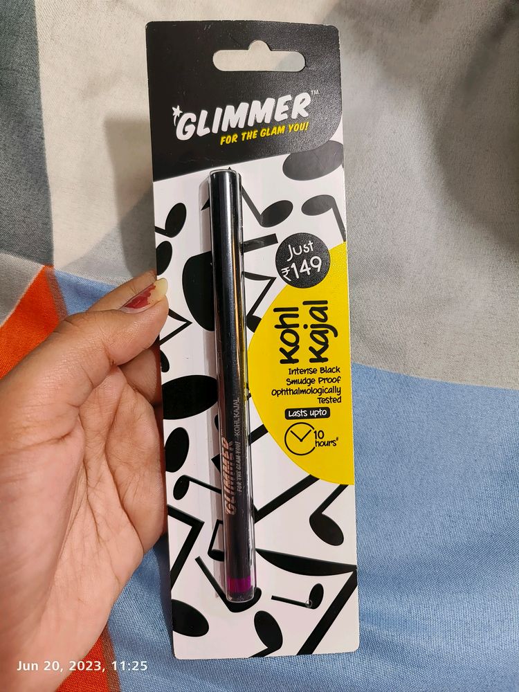 Brand New Glimmer Kajal - Long Stay Jet Black Smudge Proof Kajal Brand New