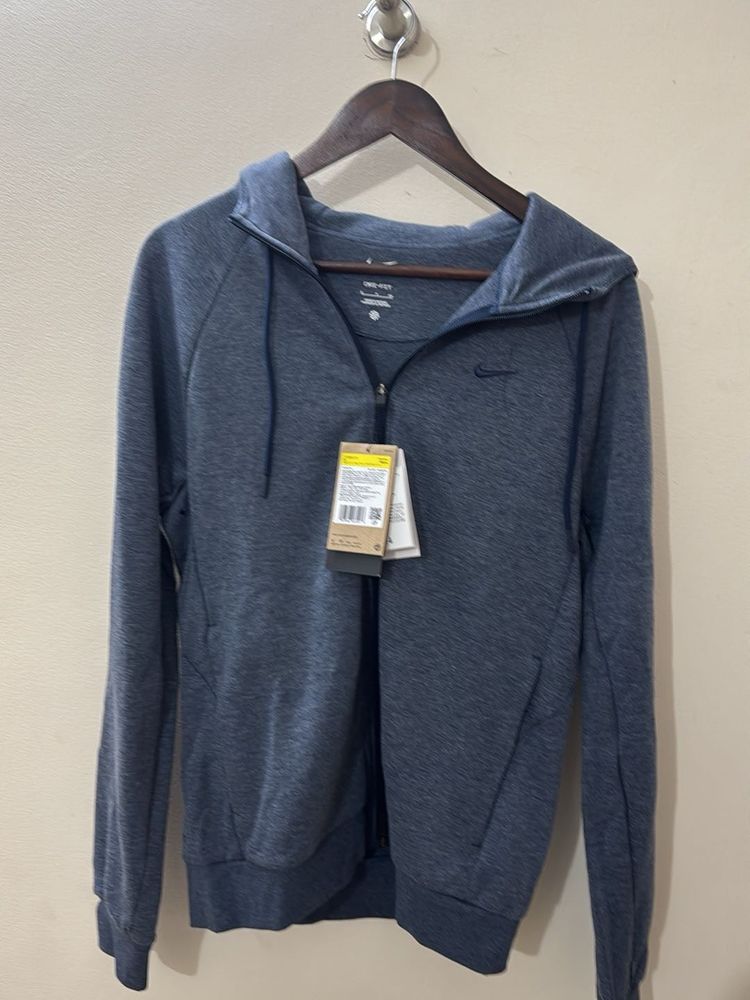Nike Blue Zip-Up Hoodie With Zipper Pockets