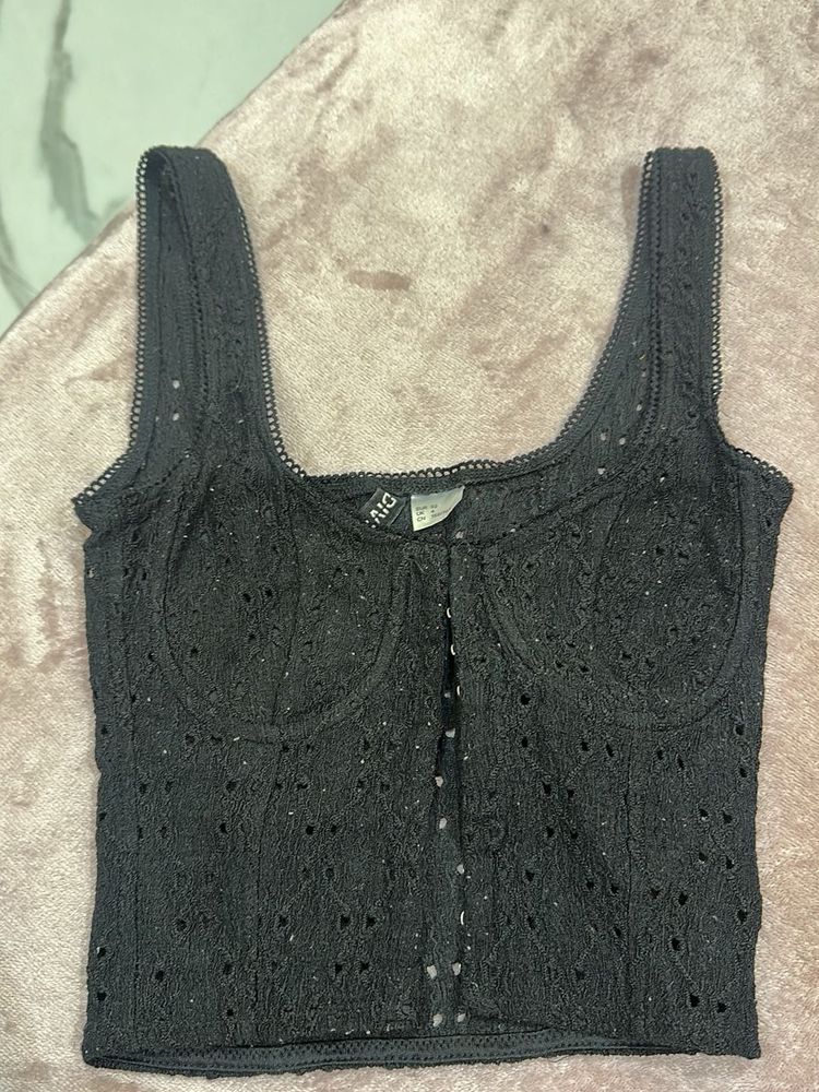 DIVIDED Black Lace Corset Top (size XS)
