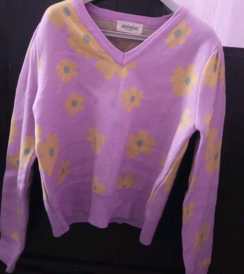 Floral V-Neck Sweater