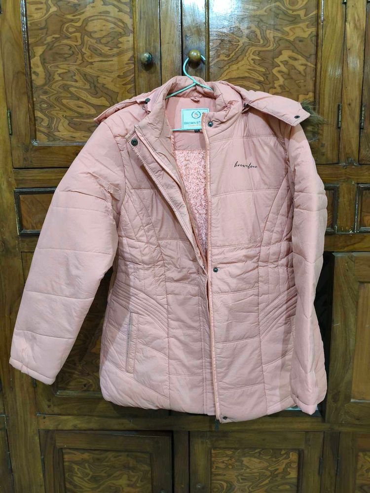 Pink Padded Jacket with Hood