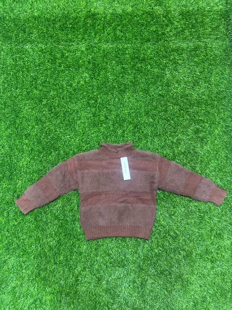 Brown Striped Turtleneck Sweater