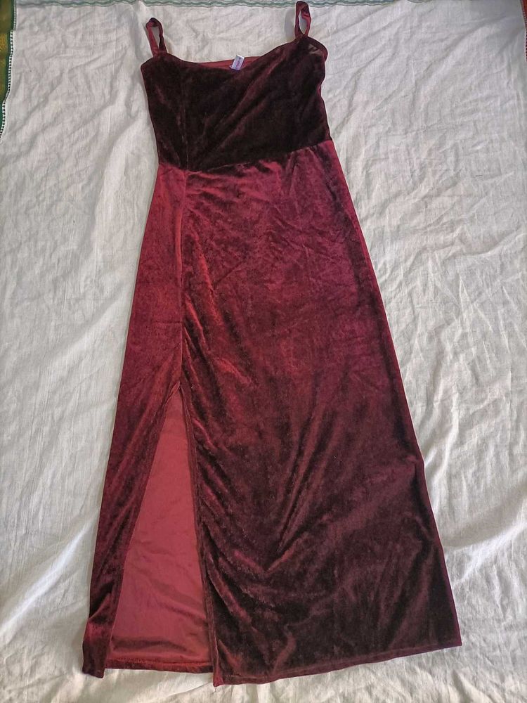 Burgundy Velvet Slip Dress
