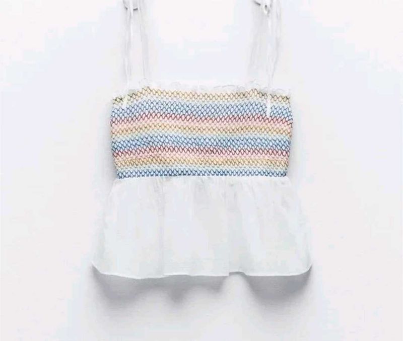 ZARA 🌈 Smocked Crop Top Never Used