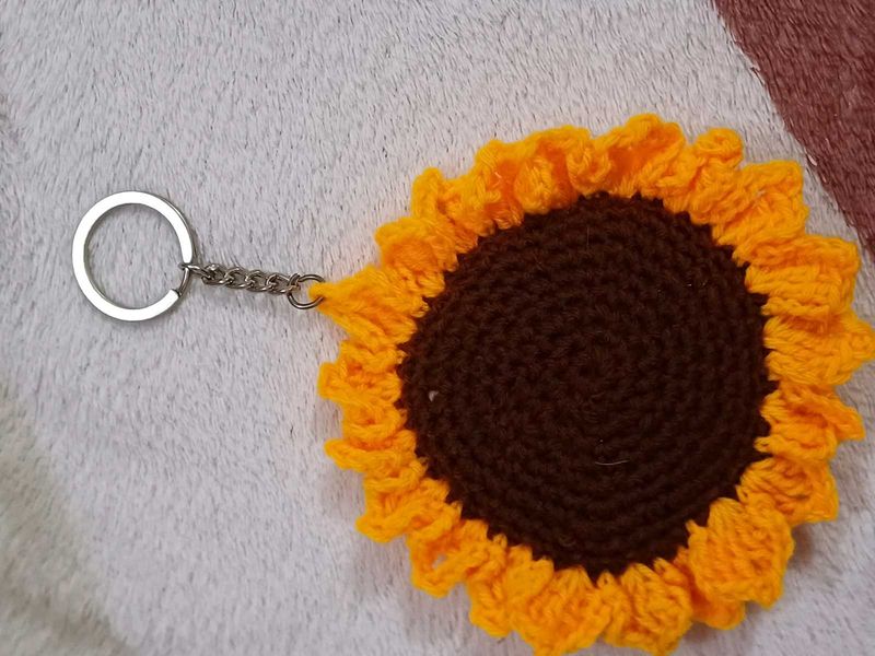 Handmade Crochet Keychain Sunflower