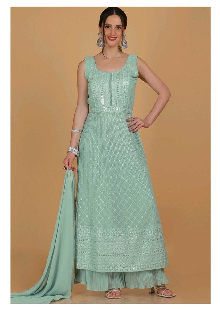 Mint Green Flared Palazzo Suitare Trouser Suit