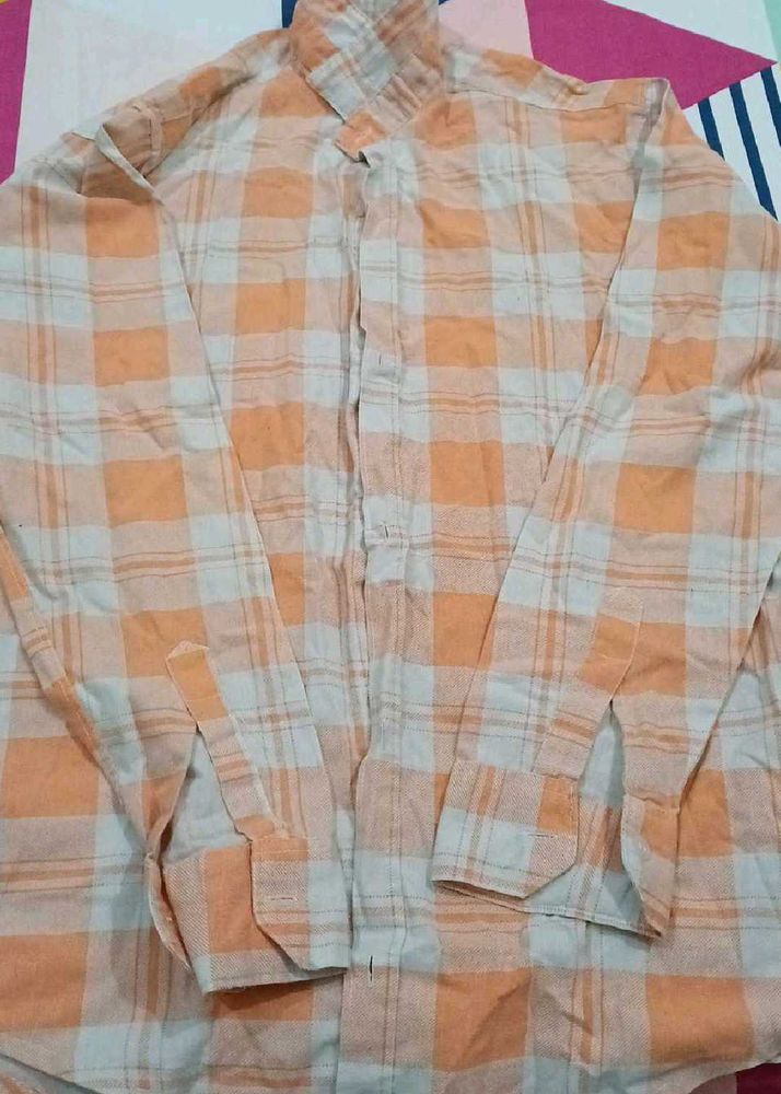Orange &amp; White Plaid Shirt^ Buy 1 Shirt Get 2 Free
