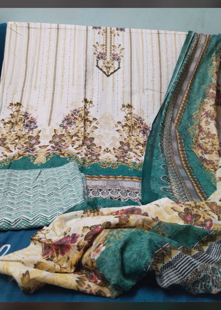 Floral Print Unstitched Suit
