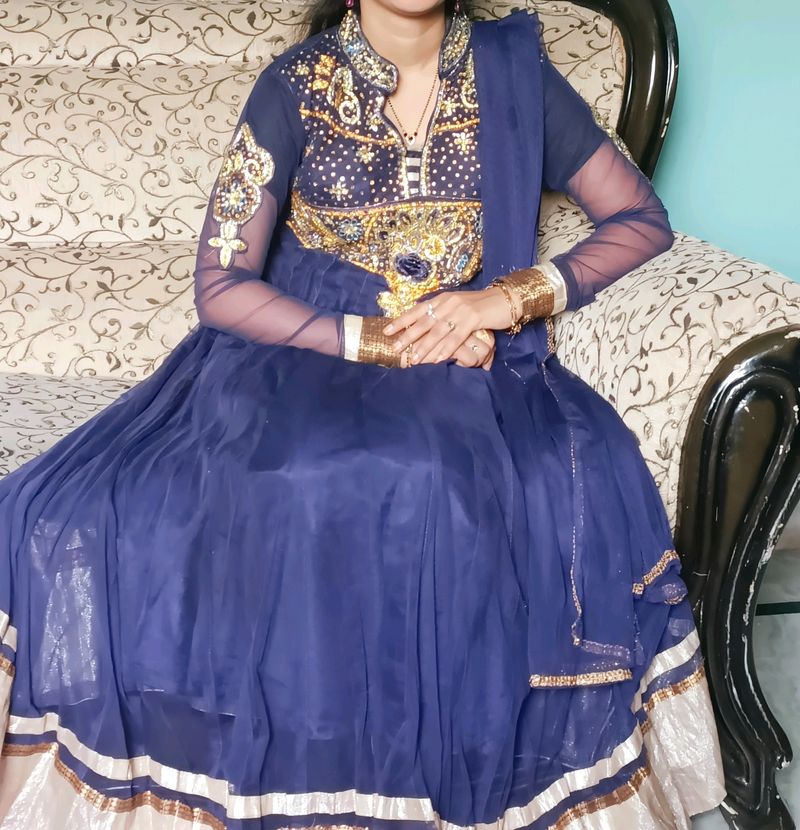 Navy Blue 💙 Gown With Stone Work