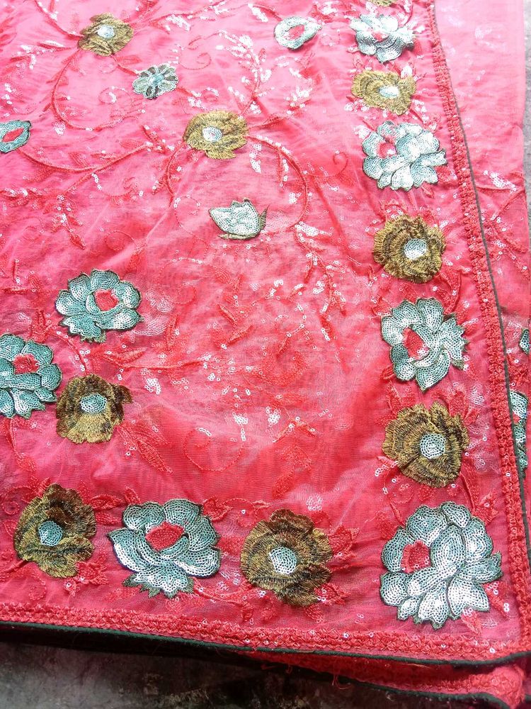 Embroidered Pink Saree