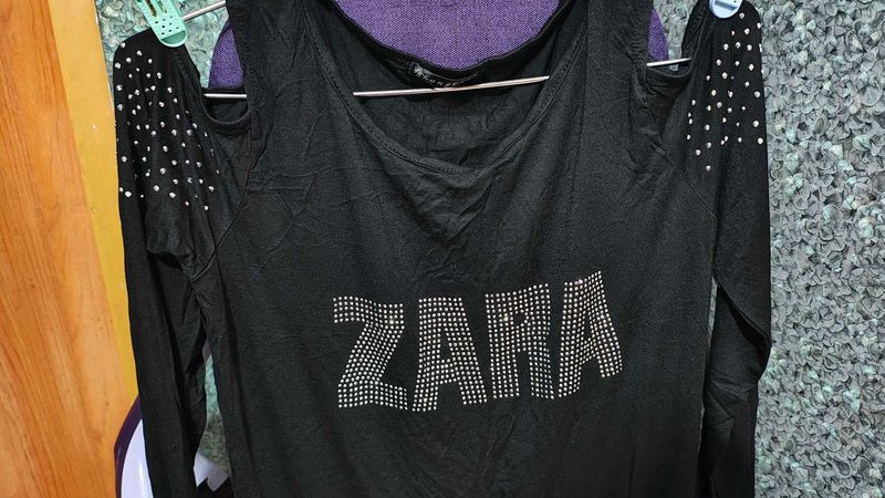 Embellished Cold Shoulder Top