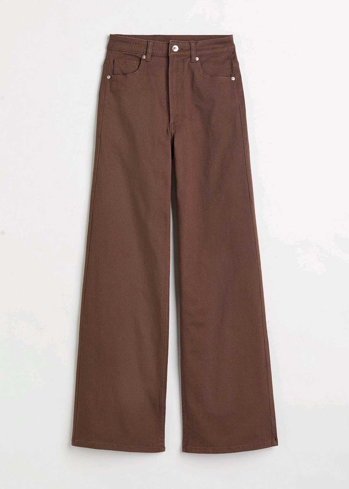 H&amp;M wide twill brown trousers
