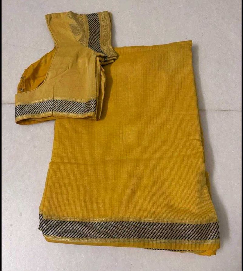 Mustard Yellow Saree with Blouse
