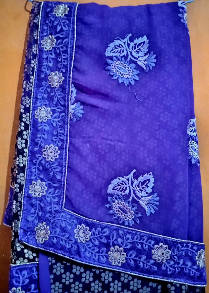 Embroidered Blue Saree