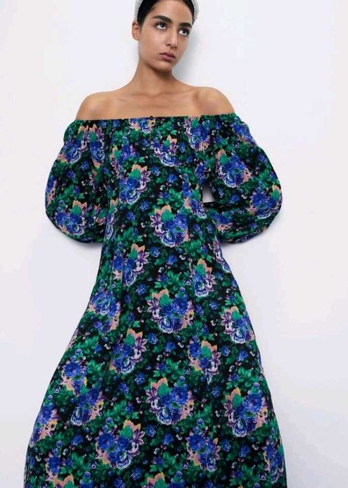 ZARA Floral Print Midi Dress