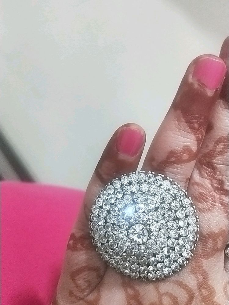 Combo Of Cocktail AD Ring And Saree Pin