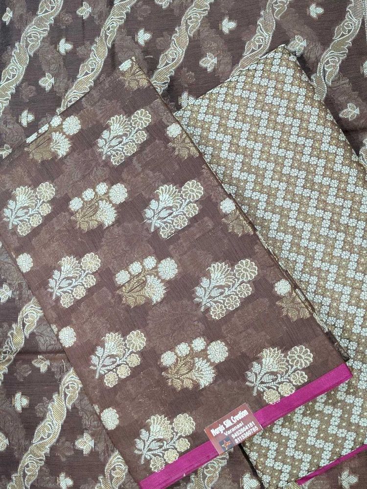 3 Pc Brown Silk Suit Set