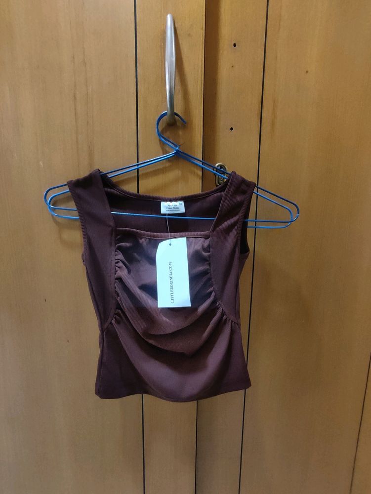 Extremely Trendy, Ribbed Brown Top From LittleBoxIndia