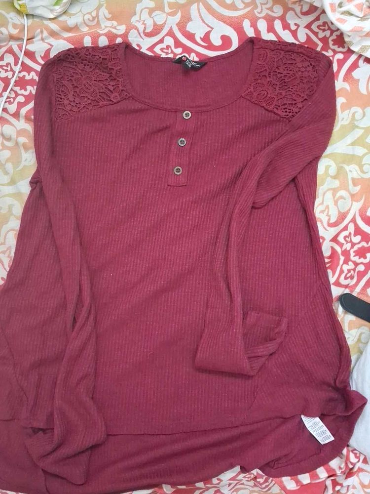 Pretty Lacy Wine Red Top🍷