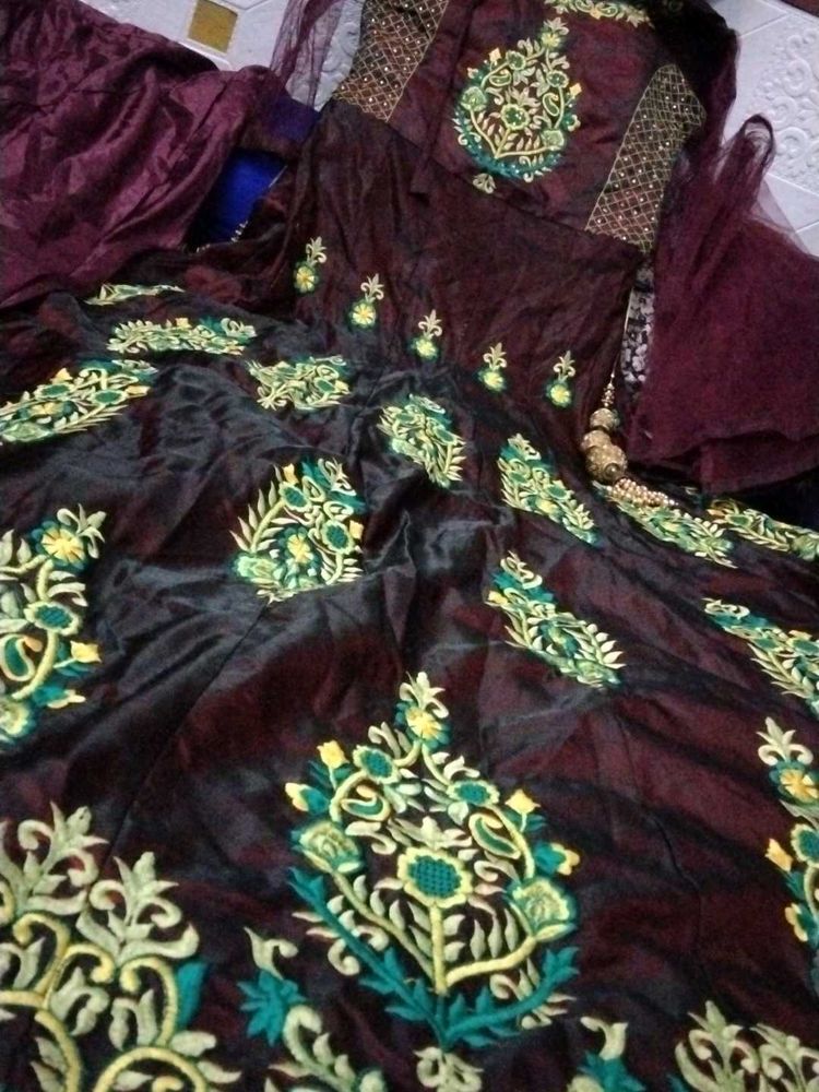 Low Price Branded Embroidery Gown Pajama Dupatta😍