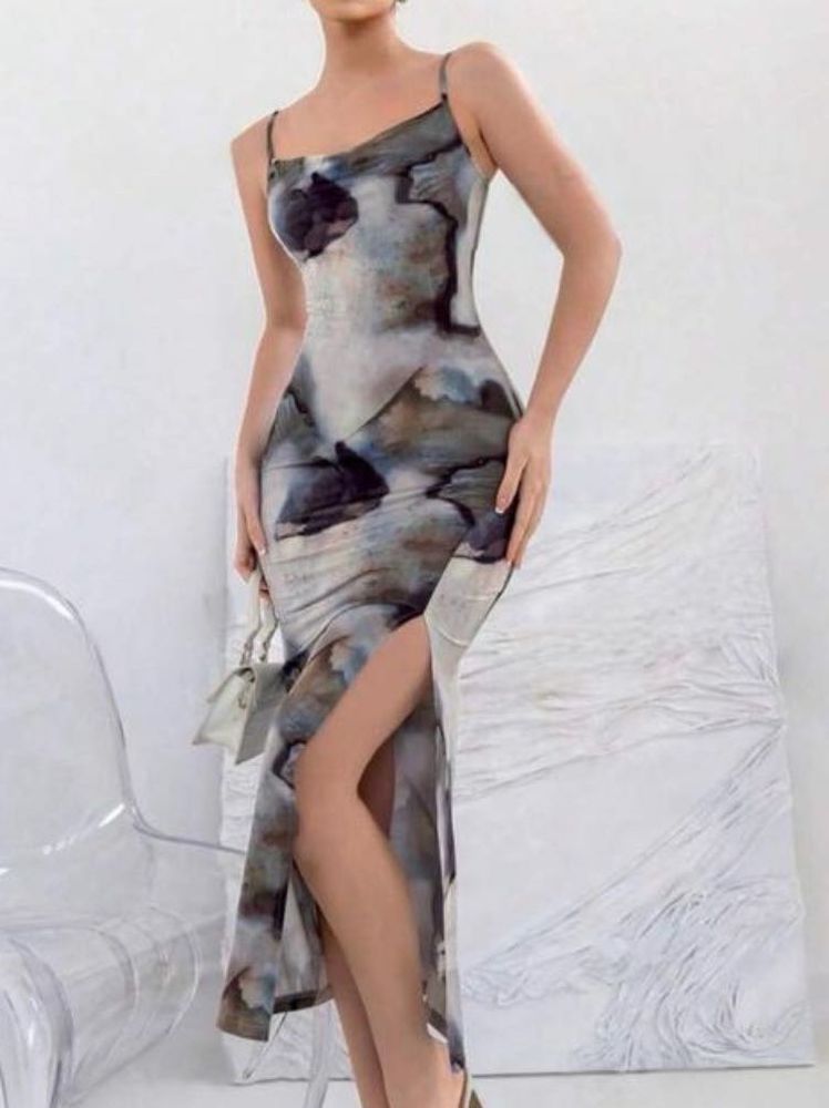 Abstract Print Maxi Dress