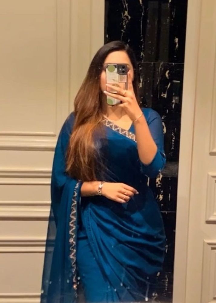 Royal Teal Blue Green Color Saree With Blouse