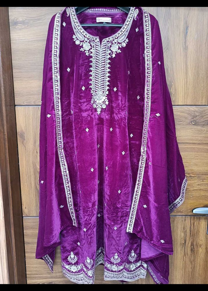 Elegant Purple Velvet Kurta