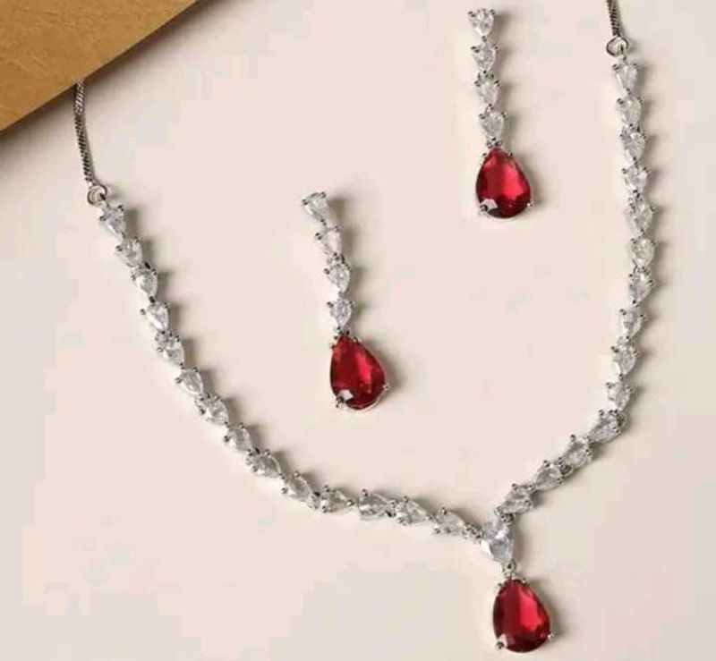 Ruby Teardrop Jewelry Set