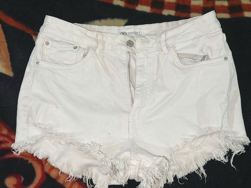 Zara White Denim  Shorts