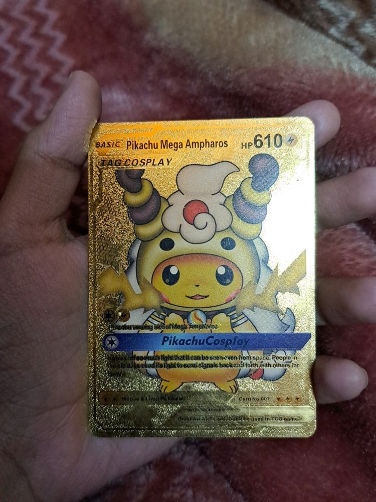 Pokemon Golden Pikachu Mega Ampharos Card