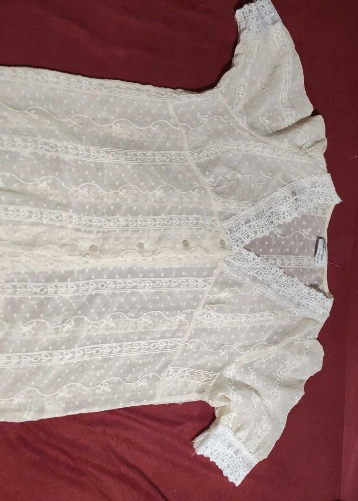 Vintage Lace Trim Button Dress