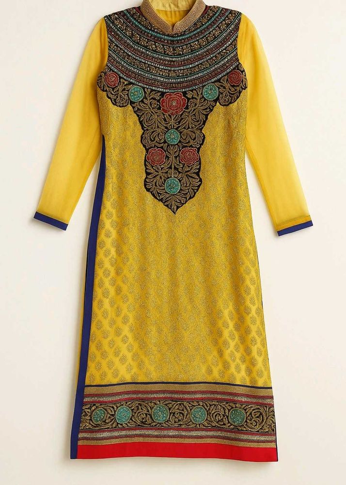 ✨ Designer Yellow Anarkali Suit with Heavy Embroid