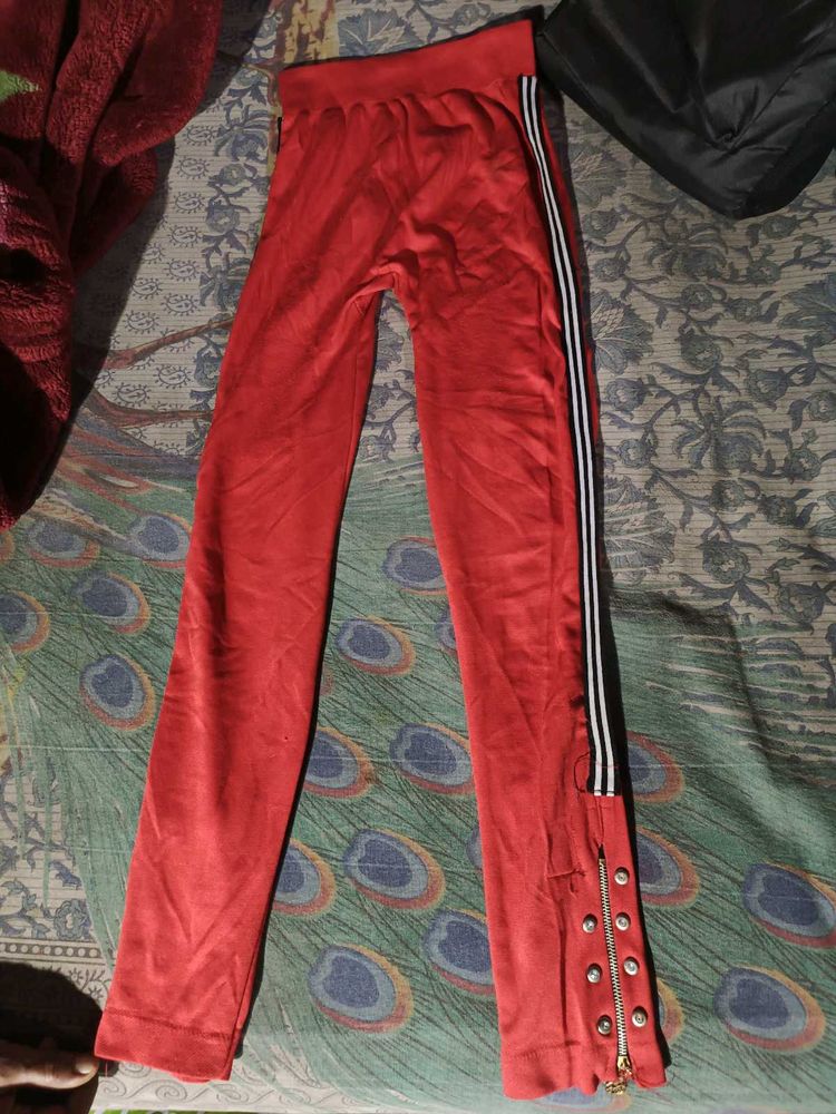 Red Side Stripe Leggings