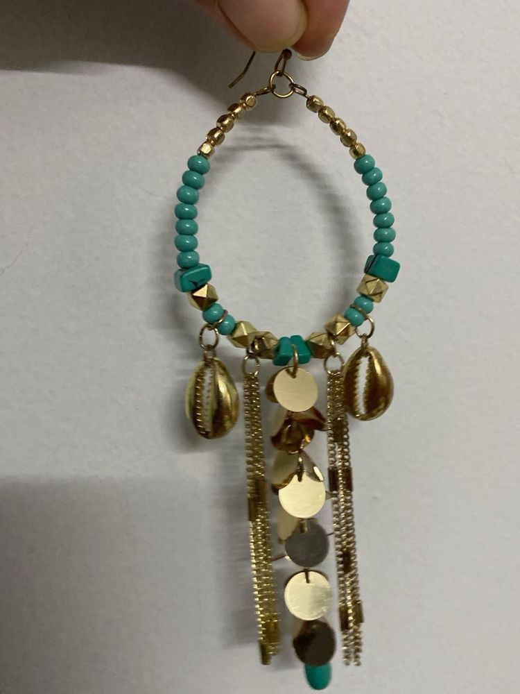 Light Weight Boho Turquoise &amp; Gold Earrings