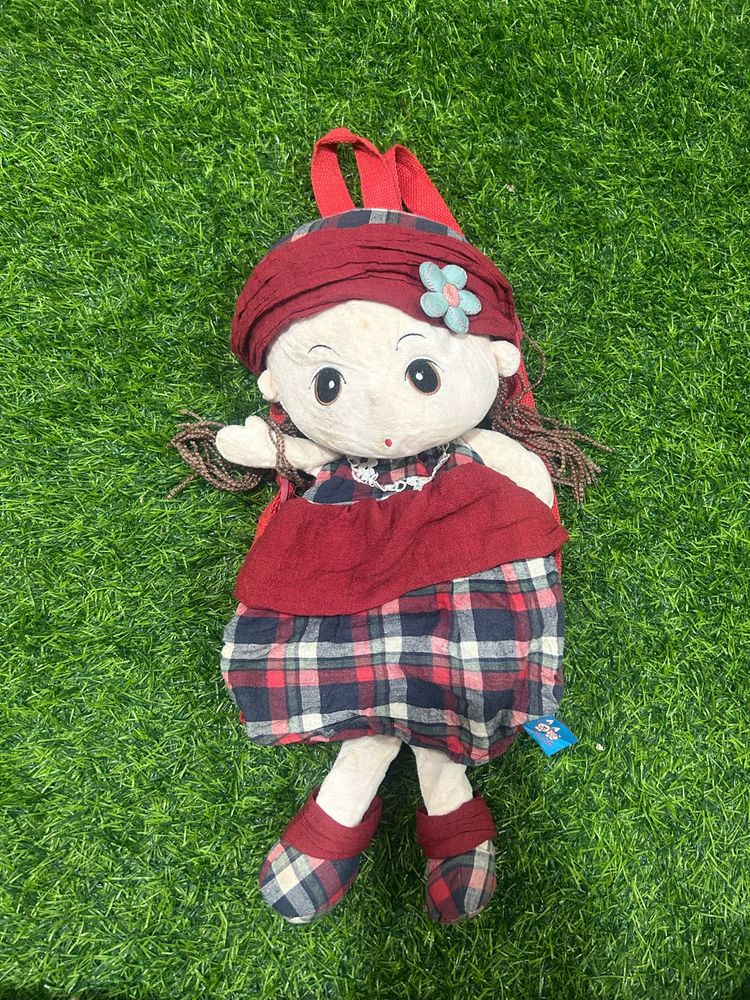 Girl&#39;s handmade cotton checked backpack