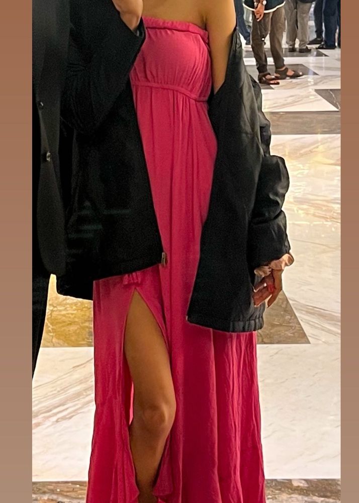 Pink Tube Dress With A Slit