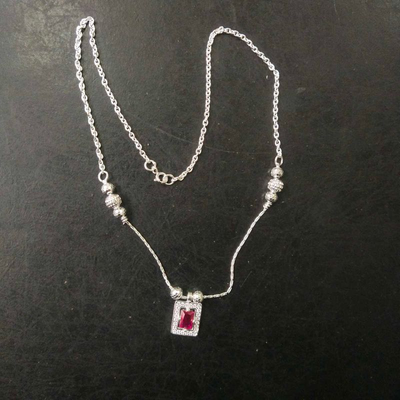 925 Pure Silver Ruby Pendant Necklace