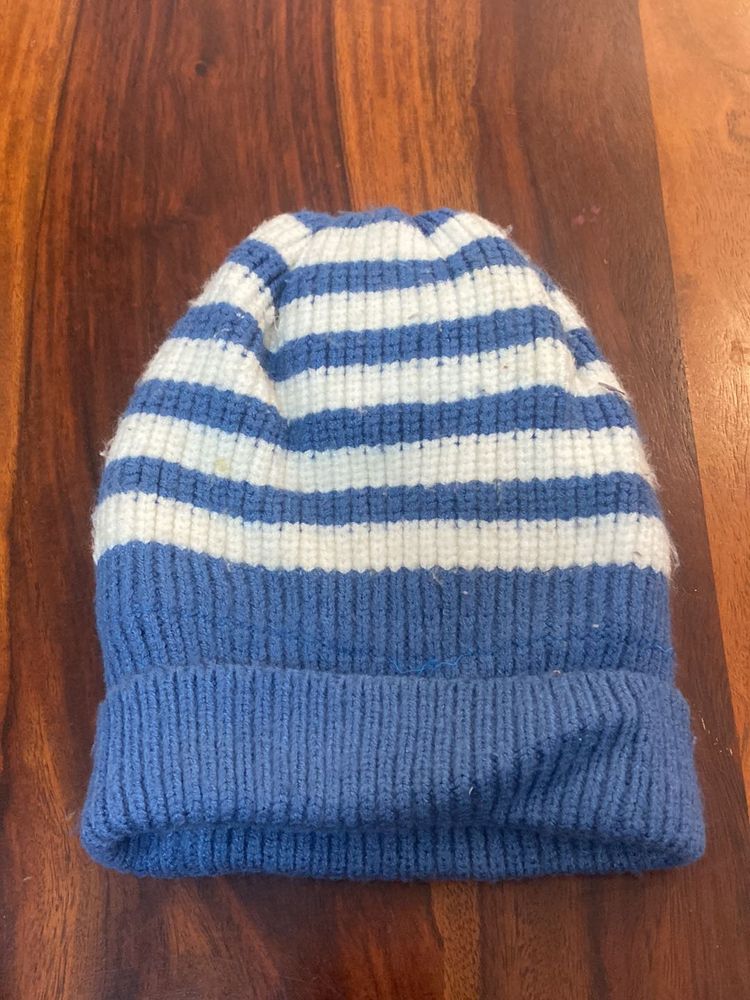 Blue &amp; White Striped Beanie