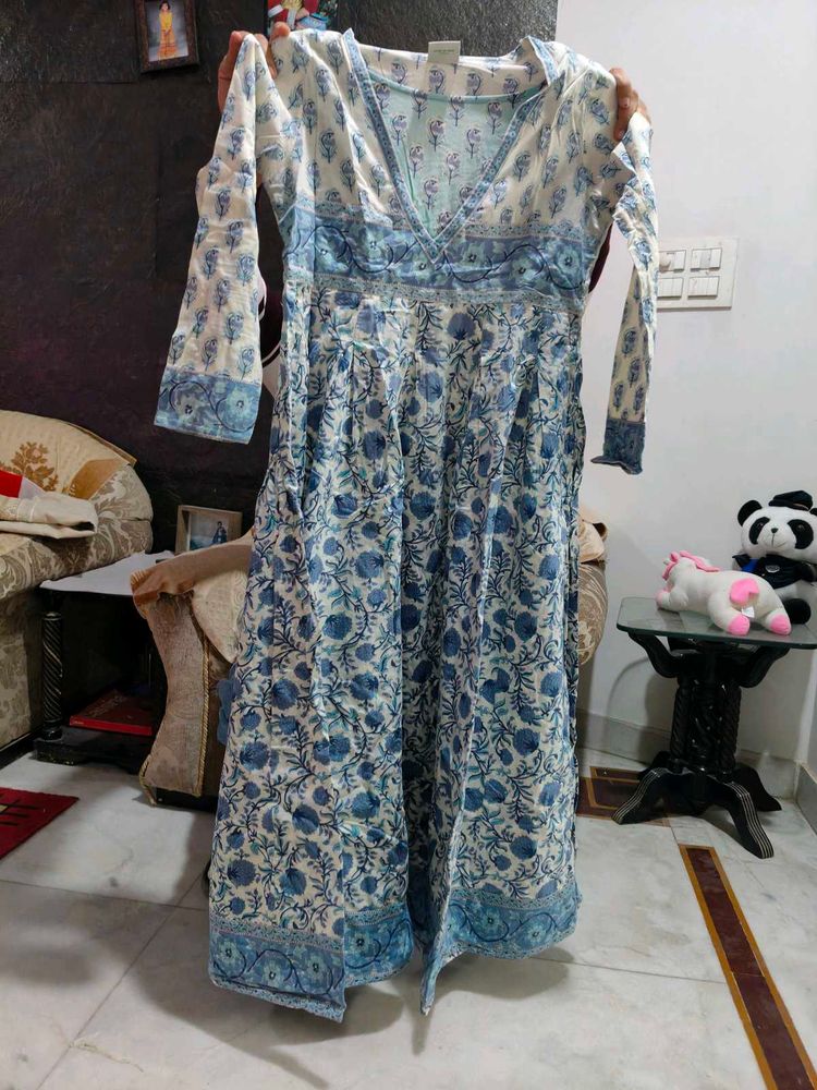 Blue Floral Print Kurti