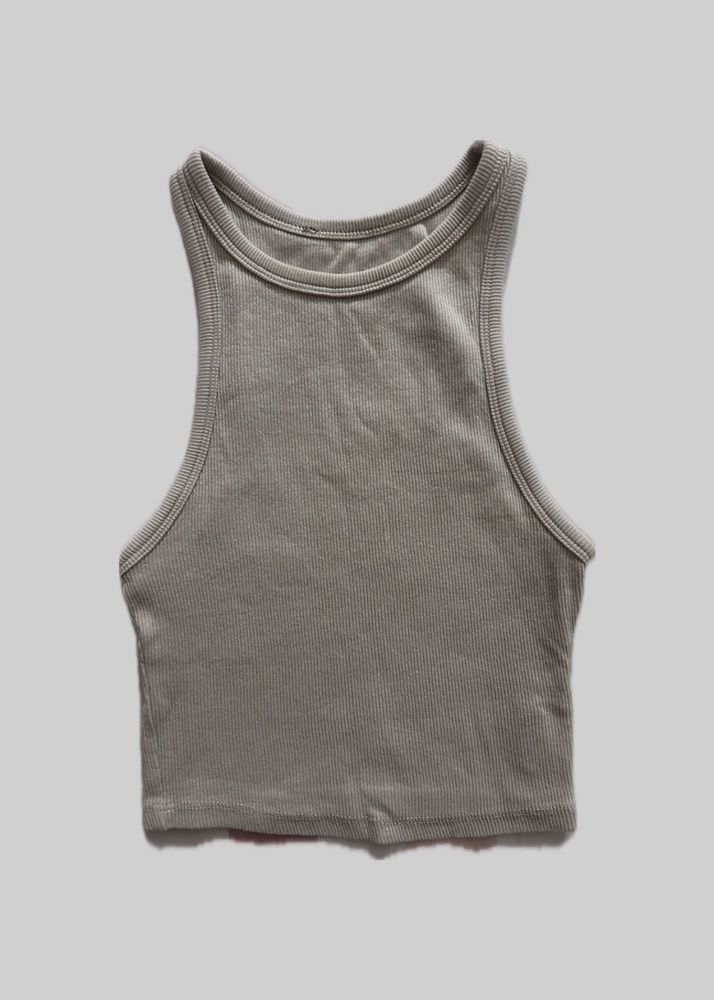 khaki colour racer back crop top